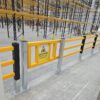 Yellow polymer pedestrian barrier and safety gate installed at IBO Langstone Park