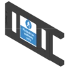 Alternative CAD rendering of a black polymer pedestrian safety gate