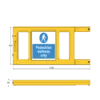 CAD rendering of a yellow polymer pedestrian safety gate